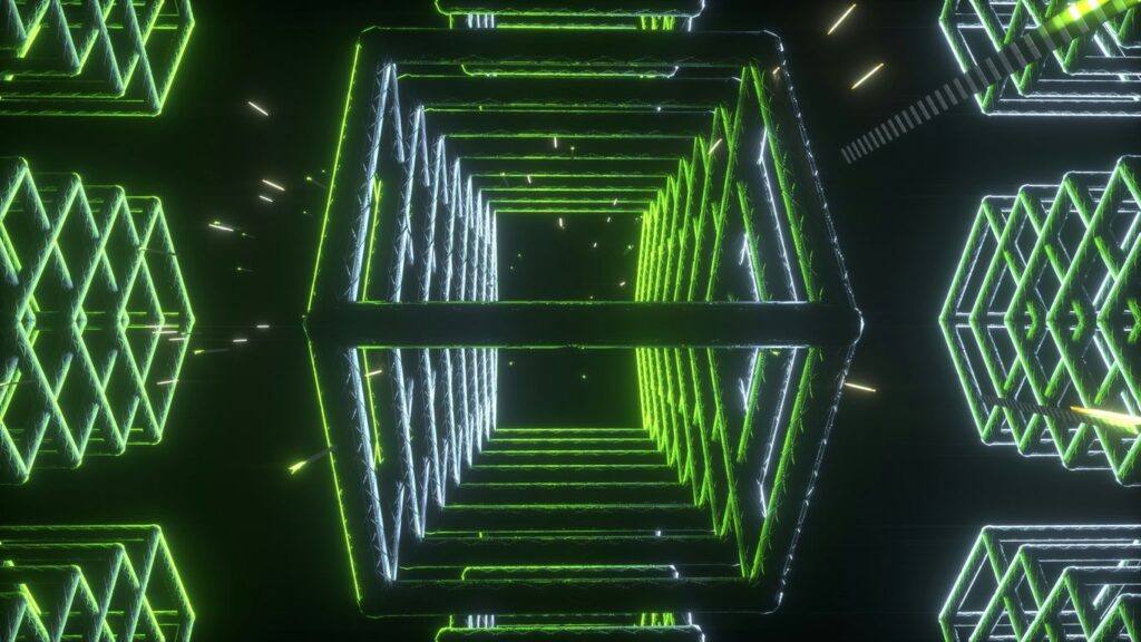 a computer generated image of green and white shapes