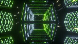 a computer generated image of green and white shapes