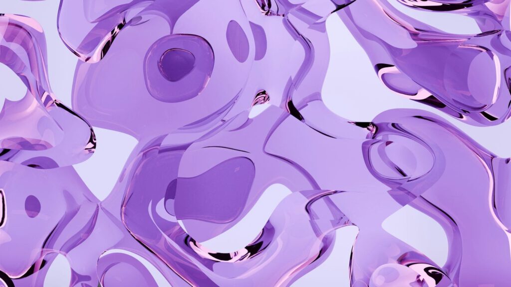 A bunch of purple bubbles floating in the air