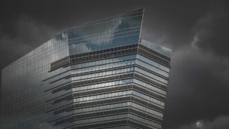 white and blue concrete building
