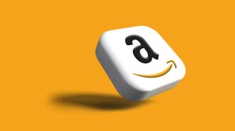 a close up of a dice with an amazon logo on it