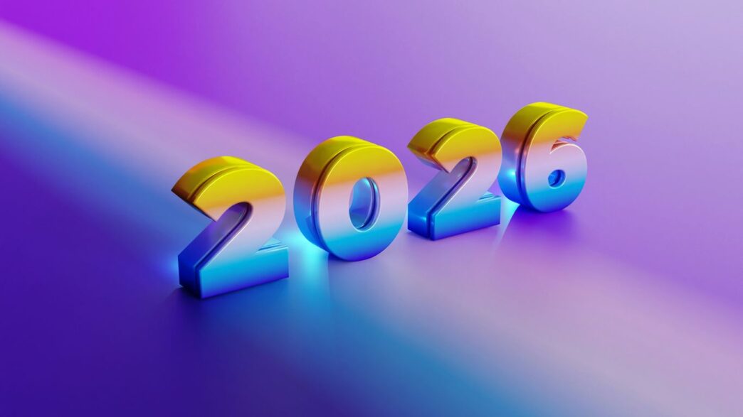 The year 2026 in 3D metallic numbers