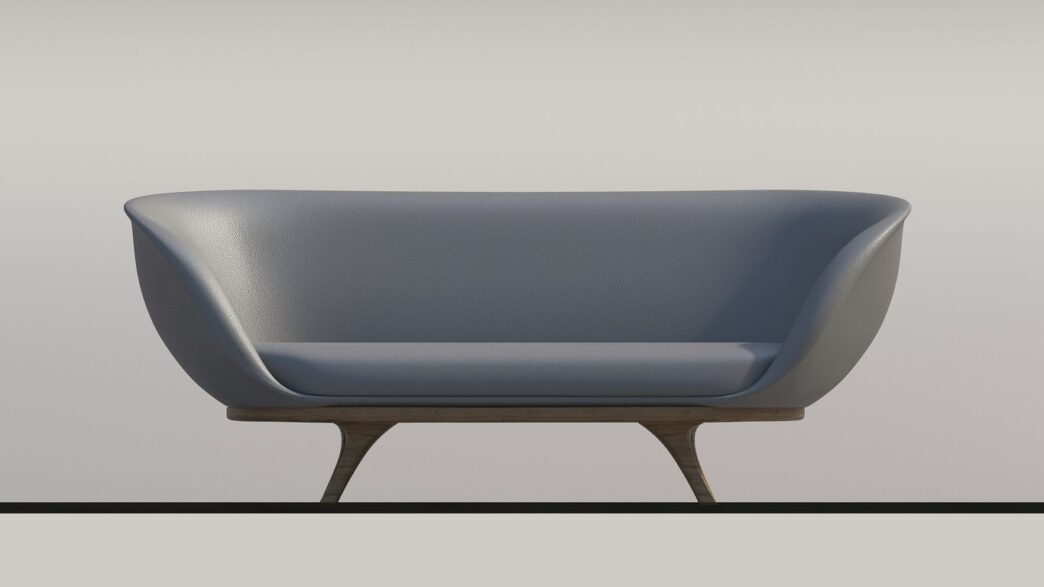 a blue and grey chair