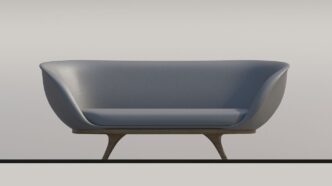 a blue and grey chair