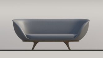 a blue and grey chair