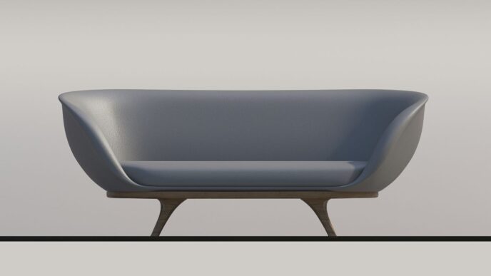 a blue and grey chair