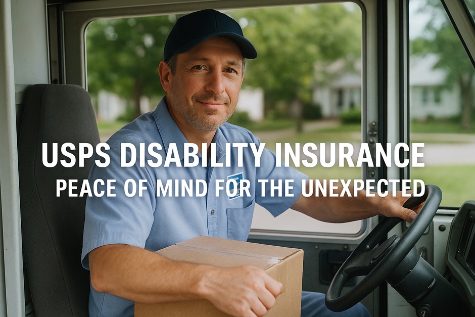 USPS postal worker reviewing disability insurance documents for financial protection