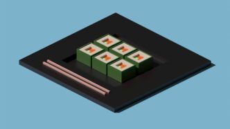 a square object with four squares on top of it