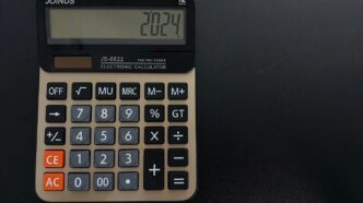 a calculator sitting on top of a table