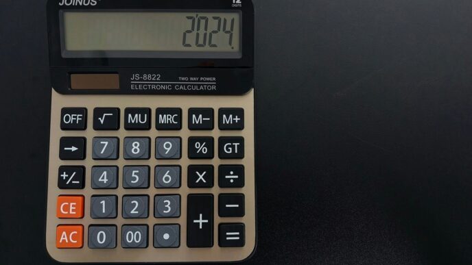 a calculator sitting on top of a table