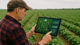 Farmer uses ai technology to monitor crops.