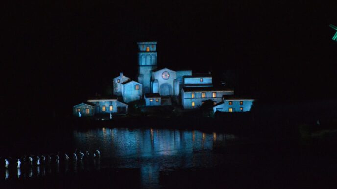 blue house during nighttime