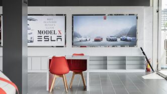 a room with a tv on a table