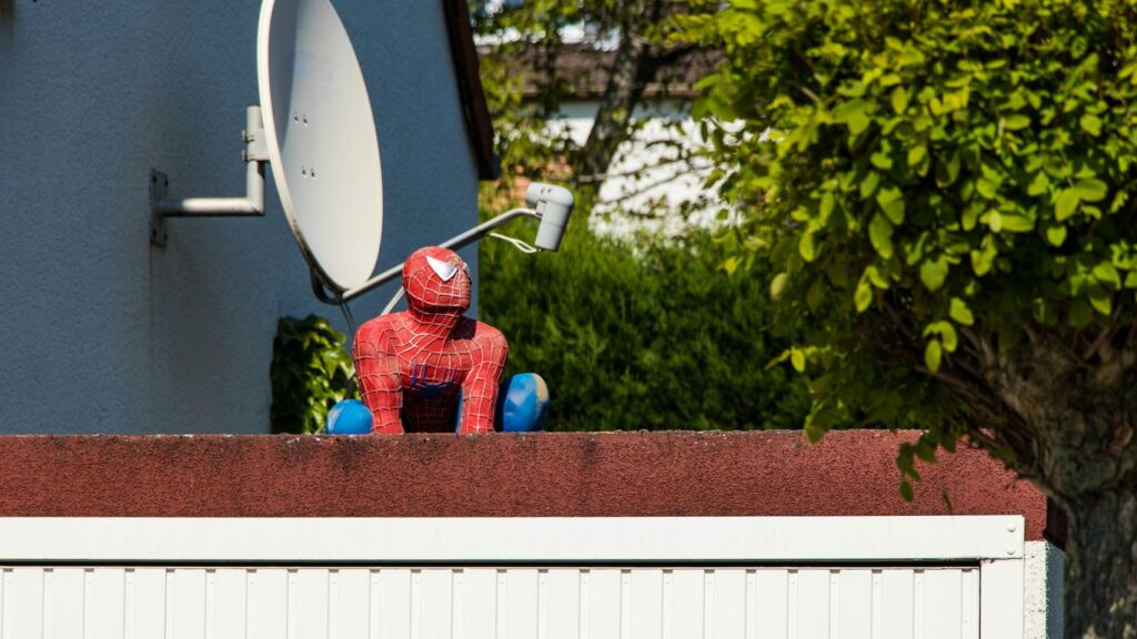 man in blue and red suit holding white and black basketball hoop