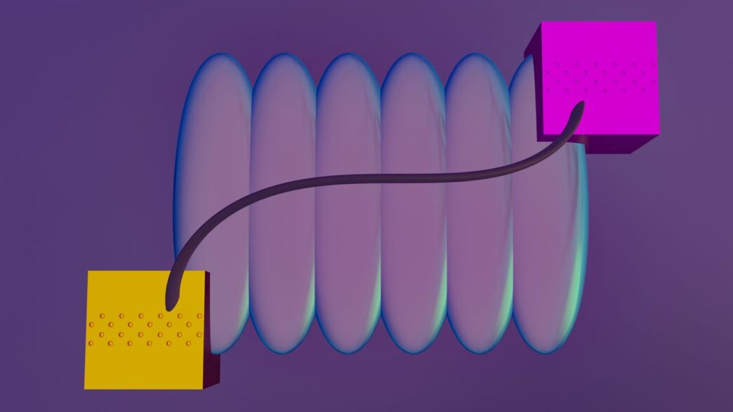 a purple background with a yellow rectangle and a purple rectangle