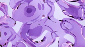 A bunch of purple bubbles floating in the air