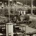 grayscale photo of industrial machine