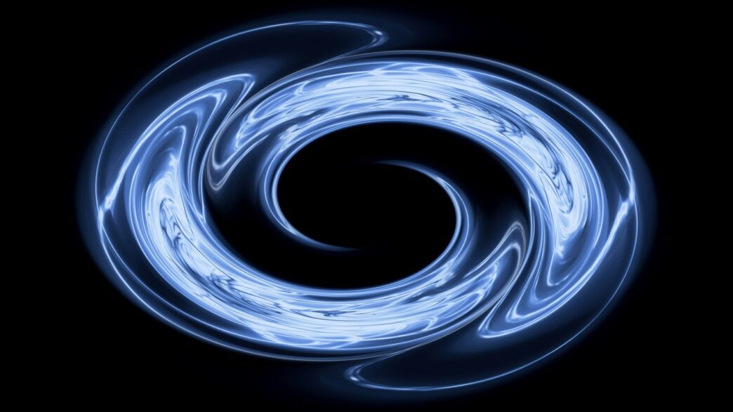 a blue spiraling ring