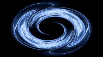 a blue spiraling ring