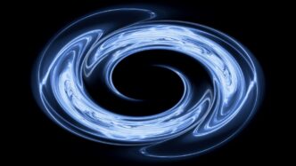 a blue spiraling ring