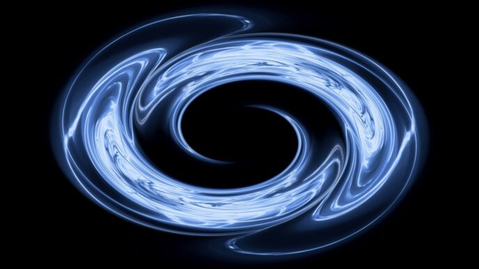 a blue spiraling ring