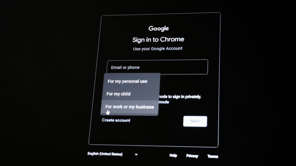 Google sign in to chrome screen