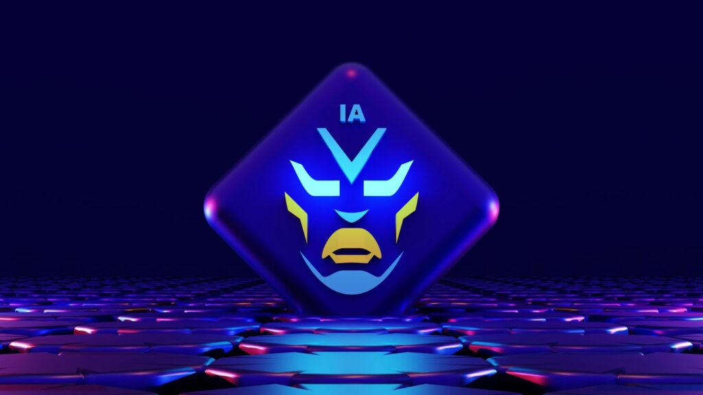 a stylized image of a blue and yellow face