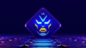 a stylized image of a blue and yellow face