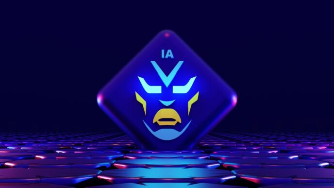 a stylized image of a blue and yellow face