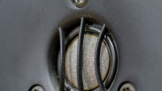 black and silver round door handle