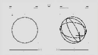 a black and white drawing of a ball and a circle
