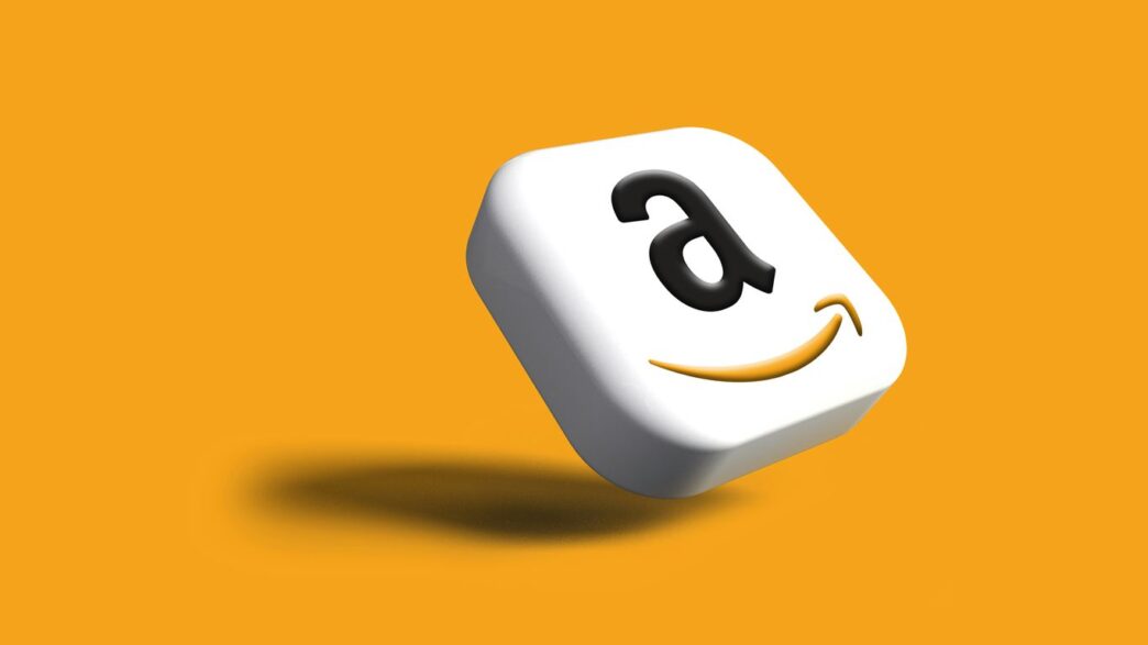 a close up of a dice with an amazon logo on it