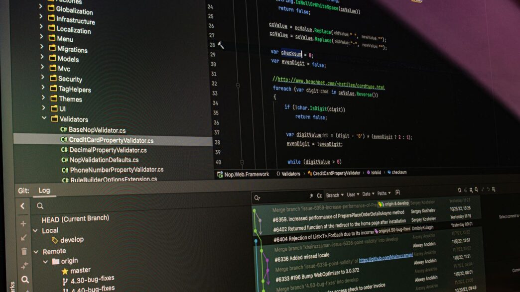 Computer screen displaying lines of code