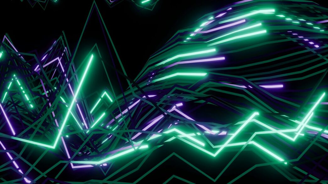 Abstract neon lines forming a digital landscape