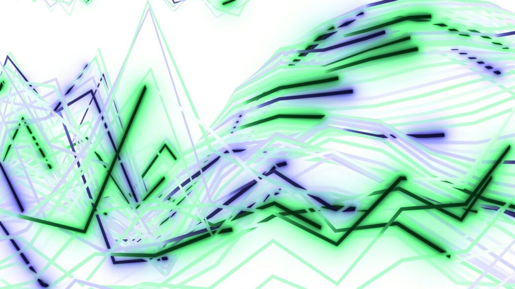 Abstract glowing lines and charts on white background