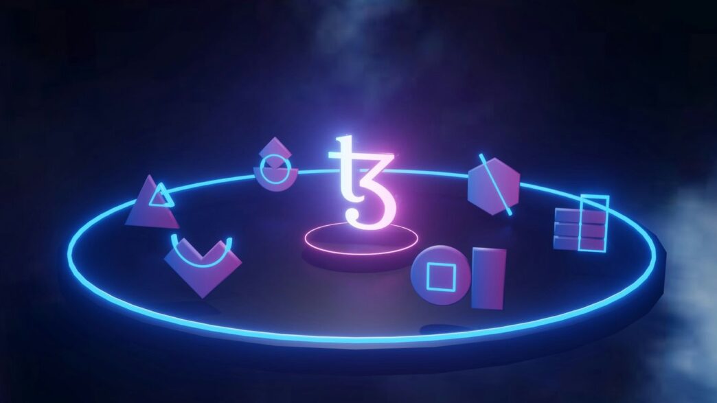 a blue neon clock with the number three on it