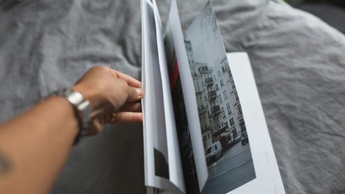 person scanning book