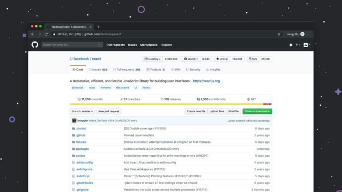 Github website on desktop