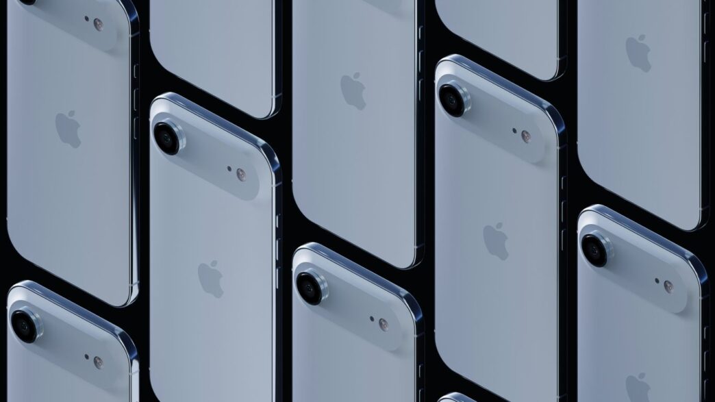 A repeating pattern of white iphones on a black background.
