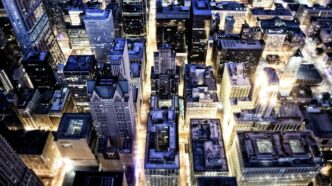 top view of cityscape during night time