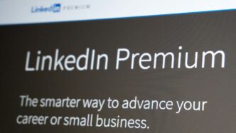 Linkedin premium website screen with tagline.
