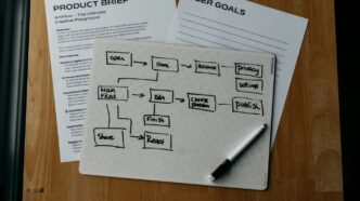 Workflow diagram, product brief, and user goals are shown.