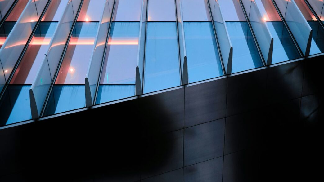 a close up of a building with many windows