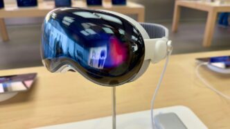 a pair of goggles sitting on top of a table