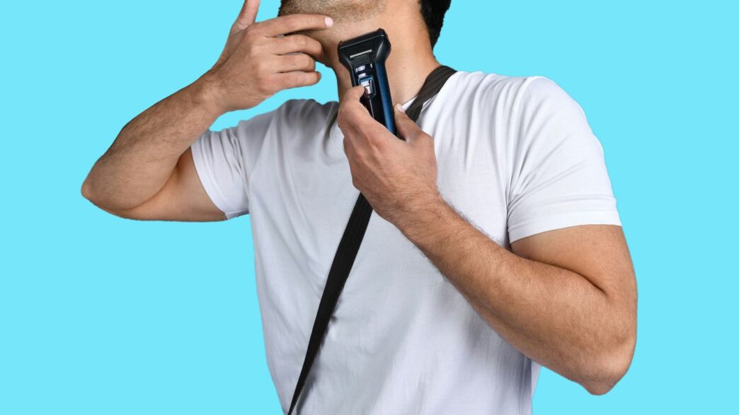 a man holding a phone