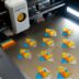 3D printer creating colorful geometric shapes