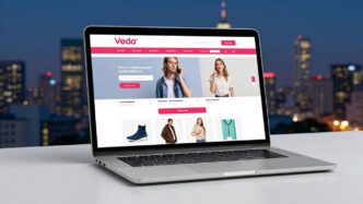 Modern e-commerce website on a laptop screen.