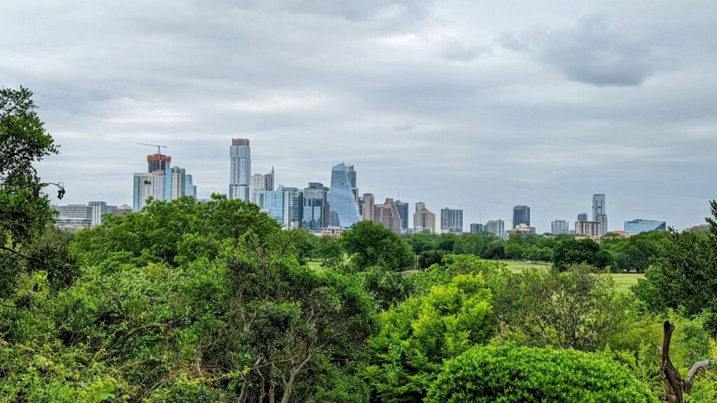 a view of a city from a distance