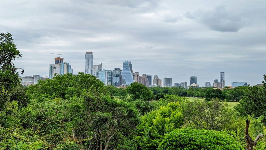 a view of a city from a distance