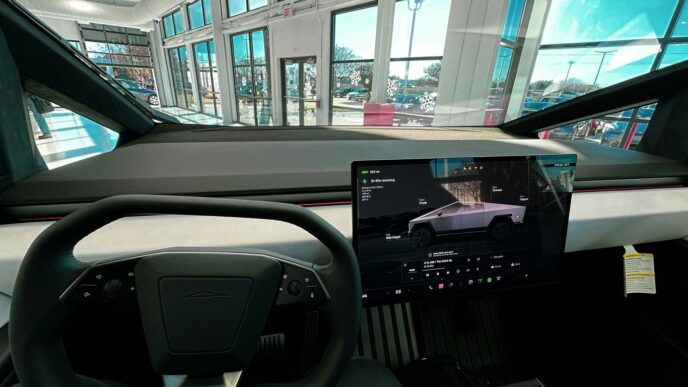 a car dashboard with a laptop on it